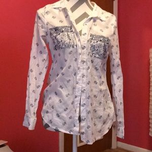 OLD NAVY Collared Paisley Print Long Sleeved Top